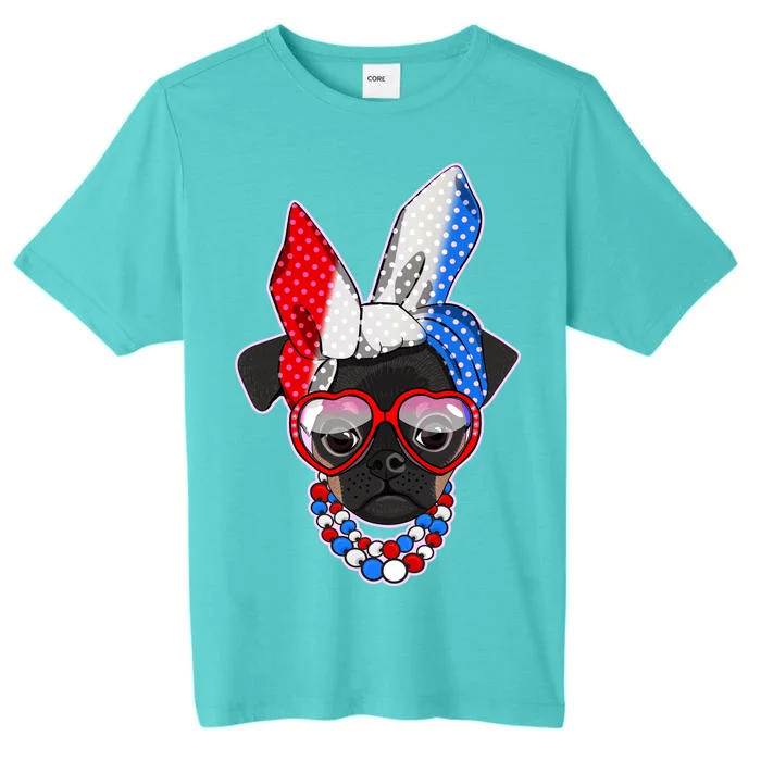 Red White And Blue Hipster Pug ChromaSoft Performance T-Shirt