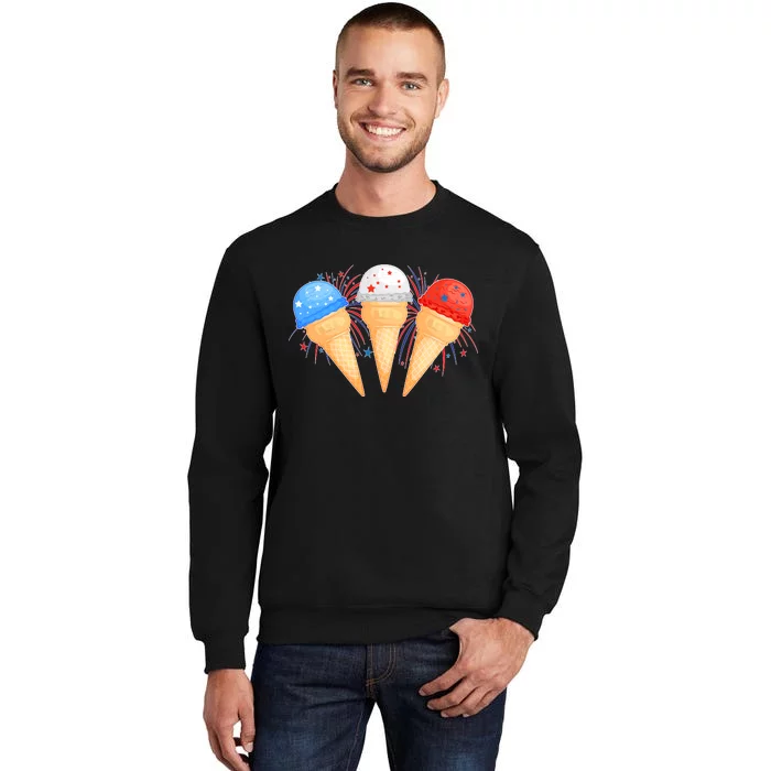 Red White and Blue USA American Ice Cream Cones Sweatshirt