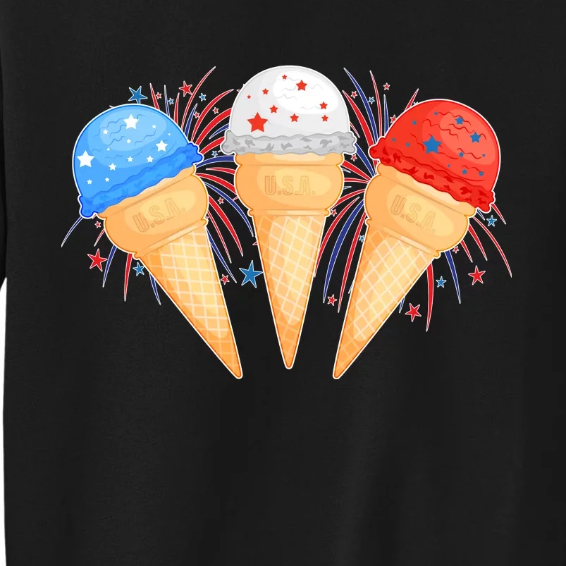 Red White and Blue USA American Ice Cream Cones Sweatshirt