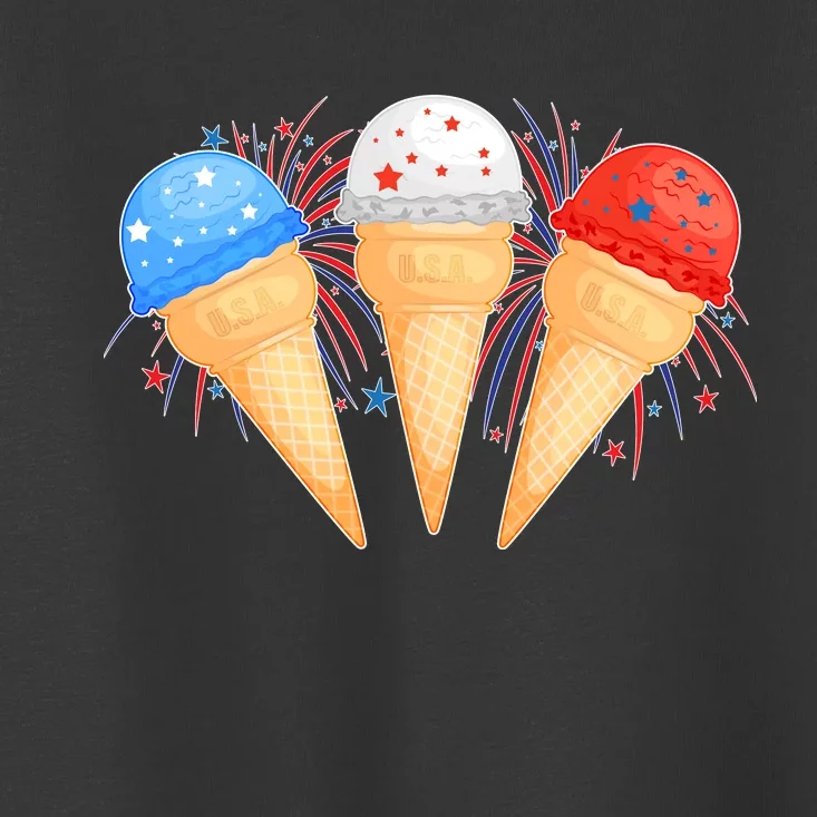 Red White and Blue USA American Ice Cream Cones Toddler T-Shirt