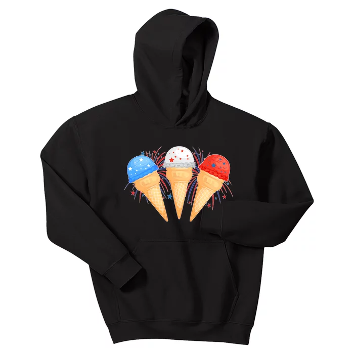 Red White and Blue USA American Ice Cream Cones Kids Hoodie