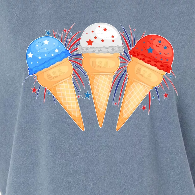 Red White and Blue USA American Ice Cream Cones Garment-Dyed Women's Muscle Tee