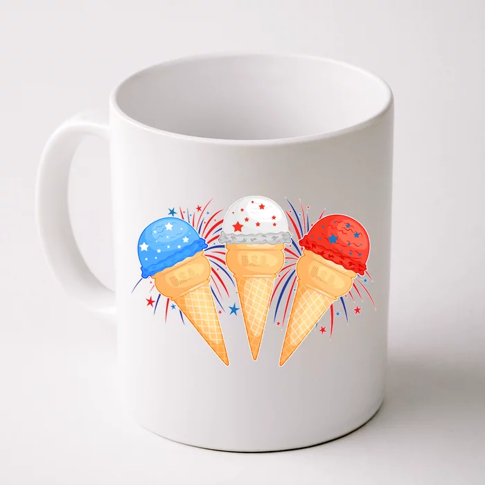 Red White and Blue USA American Ice Cream Cones Front & Back Coffee Mug