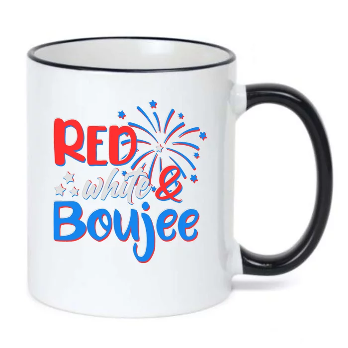 Red White And Boujee 4th of July Fireworks Black Color Changing Mug