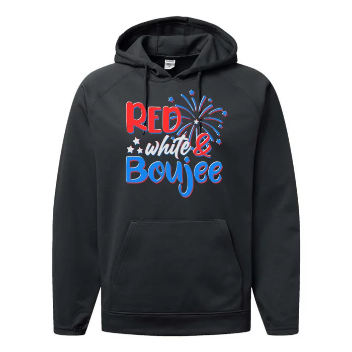 Red White And Boujee 4th of July Fireworks Performance Fleece Hoodie