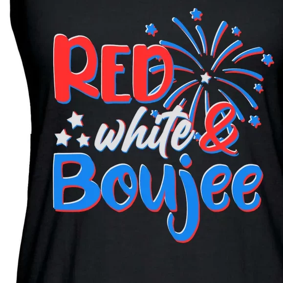 Red White And Boujee 4th of July Fireworks Ladies Essential Flowy Tank