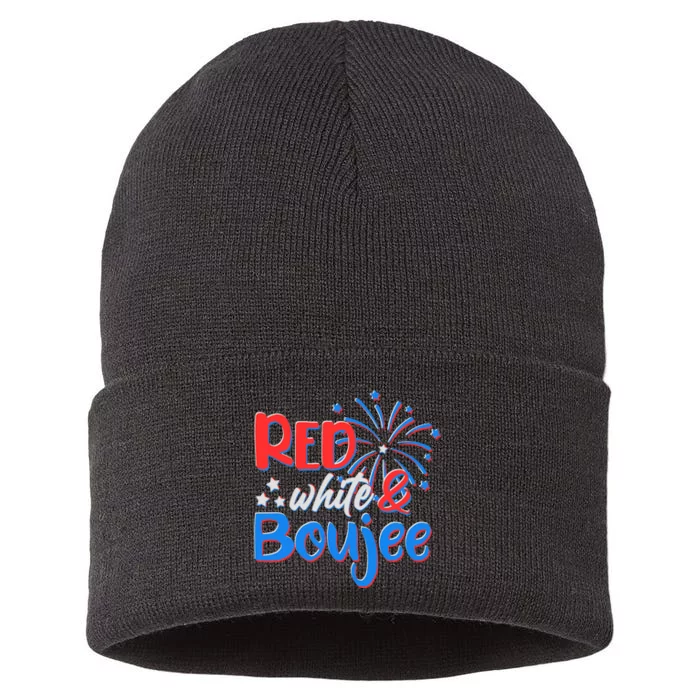 Red White And Boujee 4th of July Fireworks Sustainable Knit Beanie