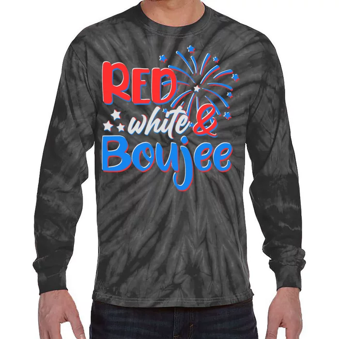 Red White And Boujee 4th of July Fireworks Tie-Dye Long Sleeve Shirt