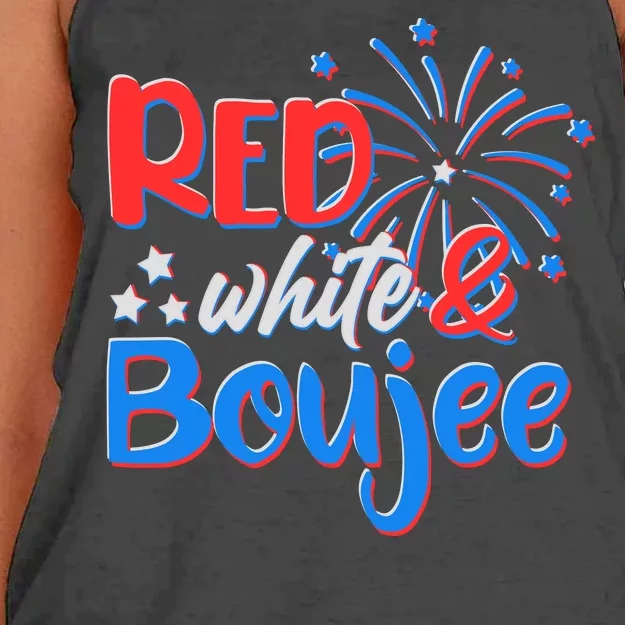 Red White And Boujee 4th of July Fireworks Women's Knotted Racerback Tank