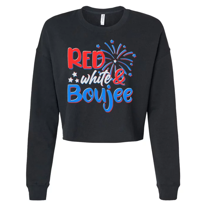 Red White And Boujee 4th of July Fireworks Cropped Pullover Crew