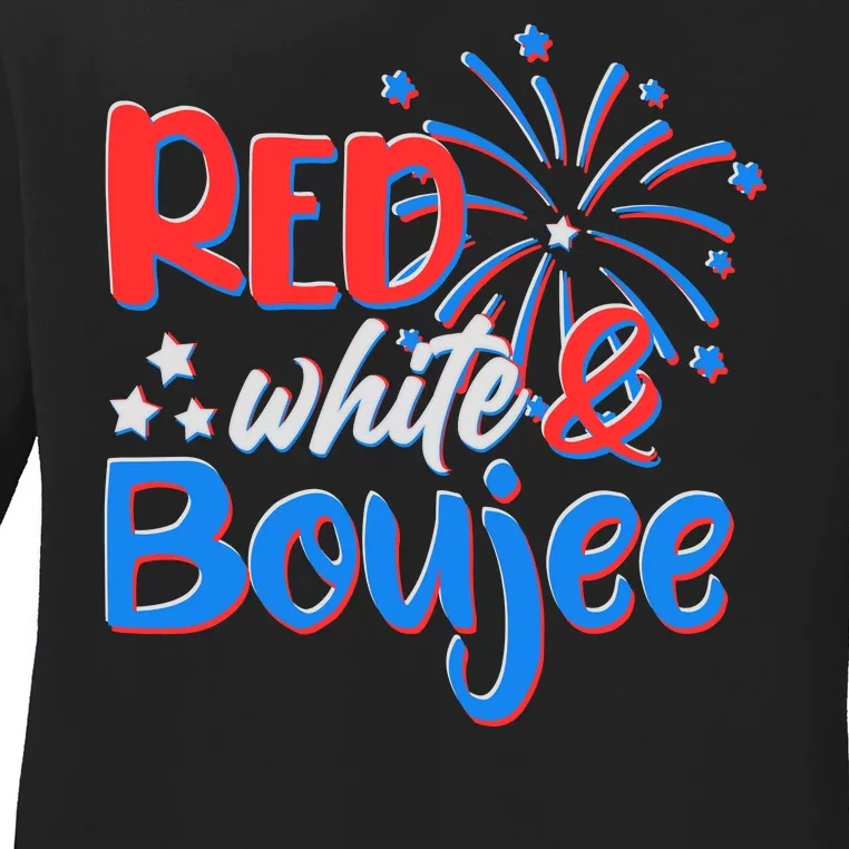 Red White And Boujee 4th of July Fireworks Ladies Long Sleeve Shirt