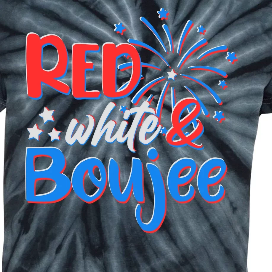 Red White And Boujee 4th of July Fireworks Kids Tie-Dye T-Shirt