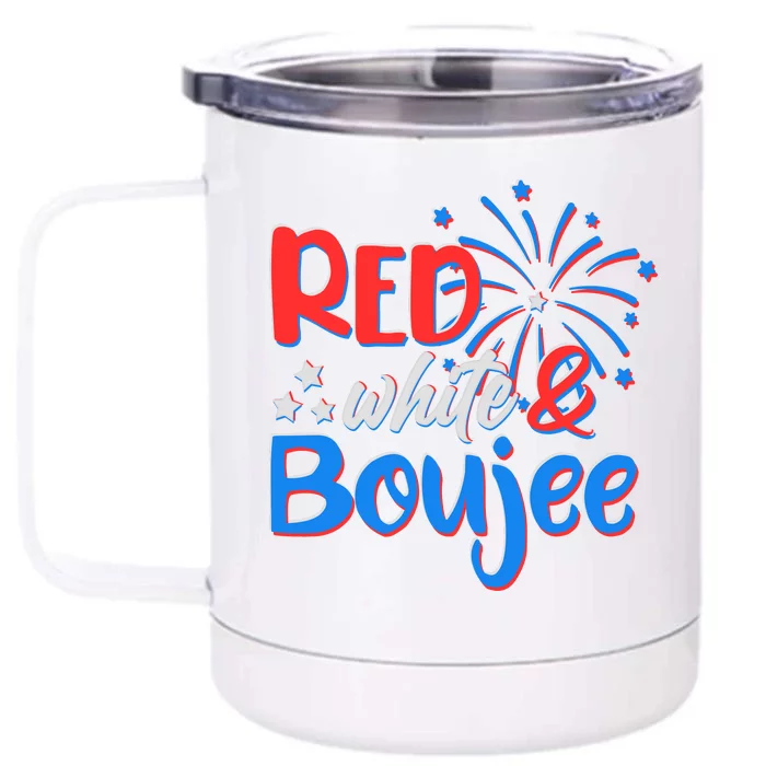 Red White And Boujee 4th of July Fireworks Front & Back 12oz Stainless Steel Tumbler Cup