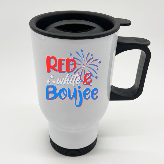 Red White And Boujee 4th of July Fireworks Front & Back Stainless Steel Travel Mug