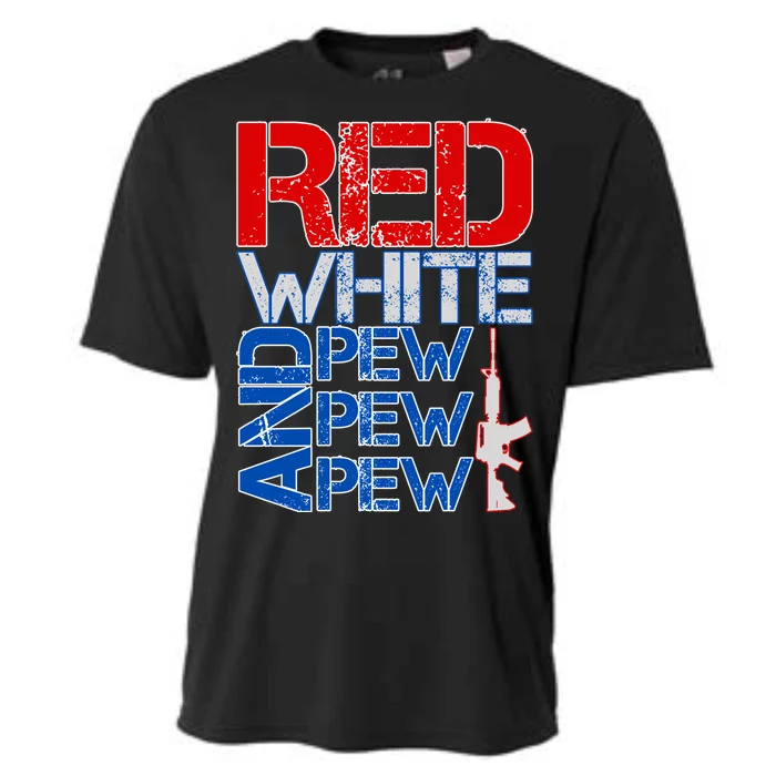 Red White And Pew Pew Pew USA Guns Cooling Performance Crew T-Shirt