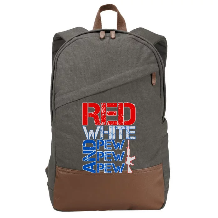 Red White And Pew Pew Pew USA Guns Cotton Canvas Backpack