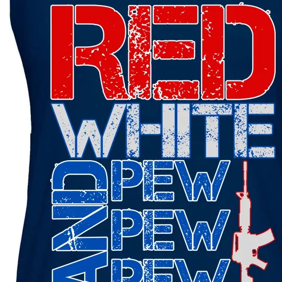 Red White And Pew Pew Pew USA Guns Ladies Essential Flowy Tank