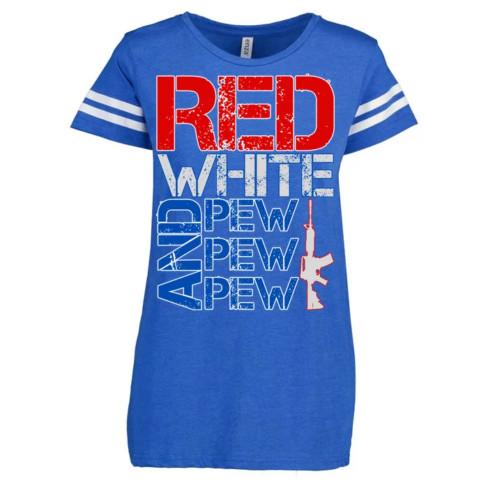 Red White And Pew Pew Pew USA Guns Enza Ladies Jersey Football T-Shirt