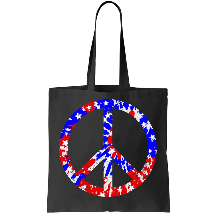 Red White Blue Dyed Peach Sign Stars Tote Bag