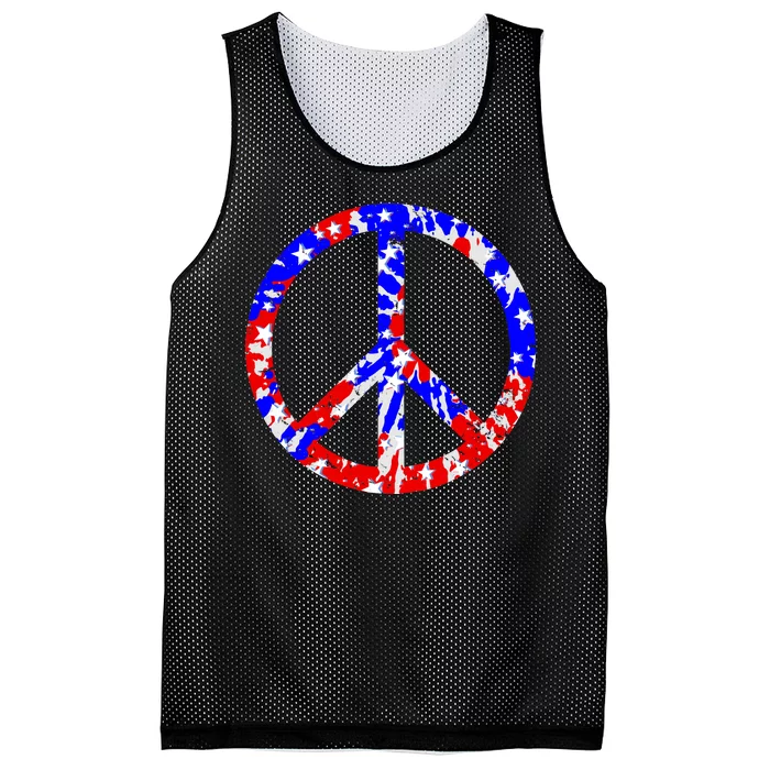 Red White Blue Dyed Peach Sign Stars Mesh Reversible Basketball Jersey Tank