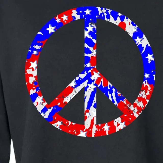 Red White Blue Dyed Peach Sign Stars Cropped Pullover Crew