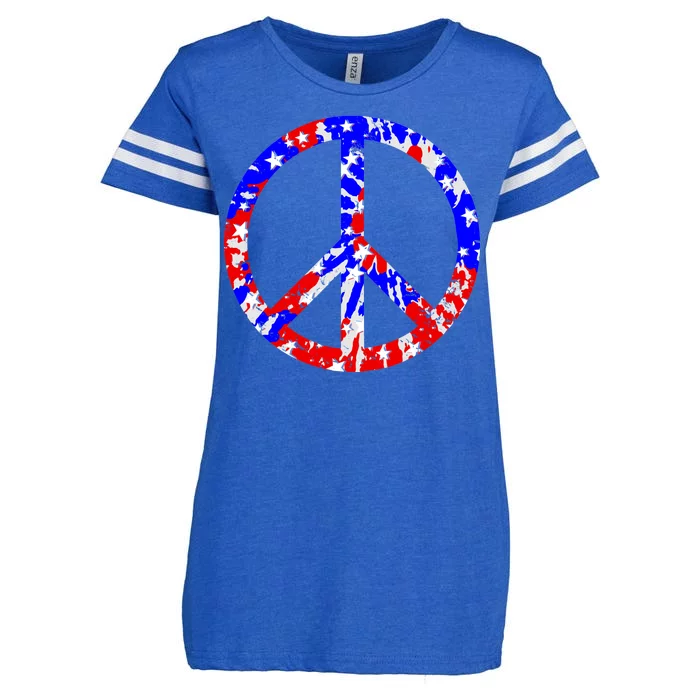 Red White Blue Dyed Peach Sign Stars Enza Ladies Jersey Football T-Shirt