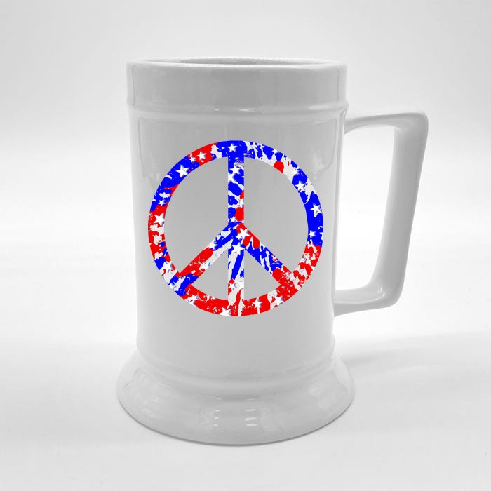 Red White Blue Dyed Peach Sign Stars Front & Back Beer Stein