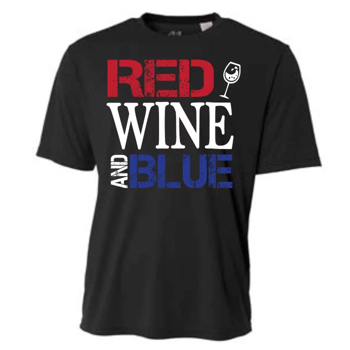 Red Wine and Blue USA Flag Cooling Performance Crew T-Shirt