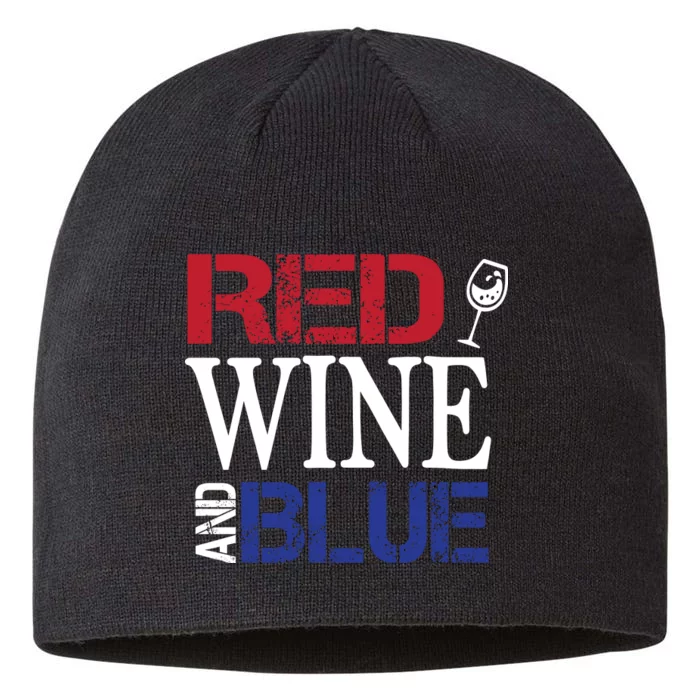 Red Wine and Blue USA Flag 8 1/2in Sustainable Knit Beanie