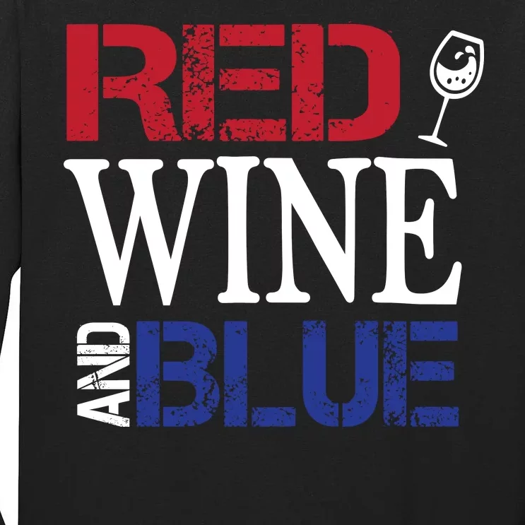 Red Wine and Blue USA Flag Tall Long Sleeve T-Shirt