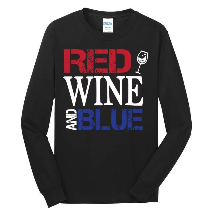 Red Wine and Blue USA Flag Tall Long Sleeve T-Shirt