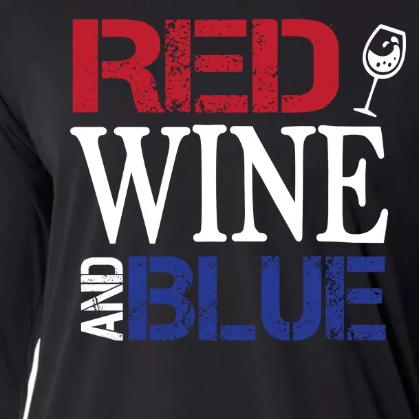 Red Wine and Blue USA Flag Cooling Performance Long Sleeve Crew