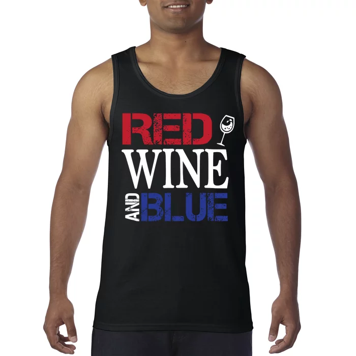 Red Wine and Blue USA Flag Tank Top