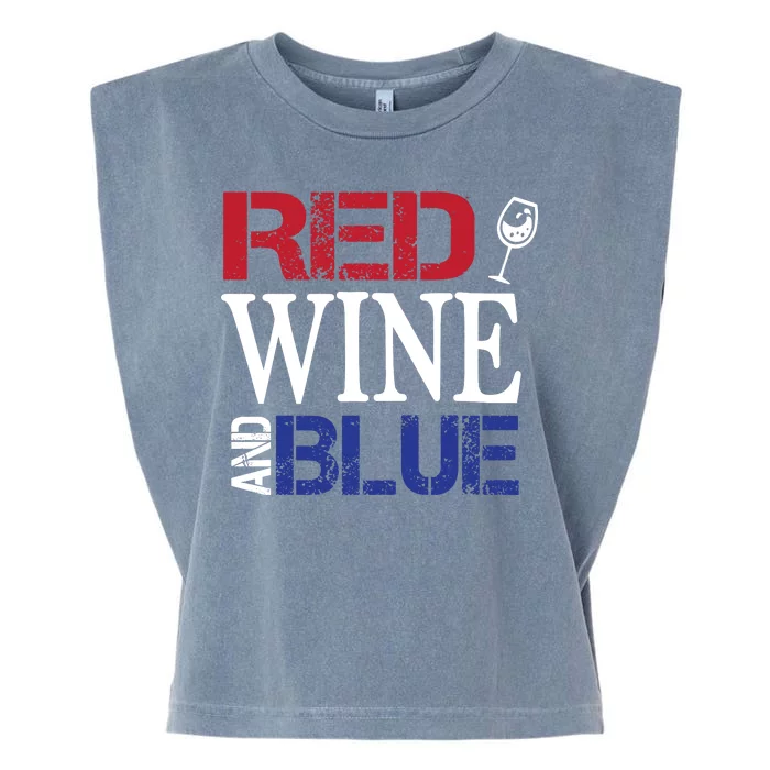 Red Wine and Blue USA Flag Garment-Dyed Women's Muscle Tee