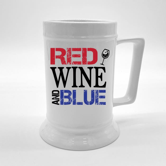 Red Wine and Blue USA Flag Front & Back Beer Stein