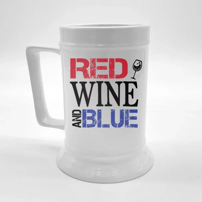 Red Wine and Blue USA Flag Front & Back Beer Stein