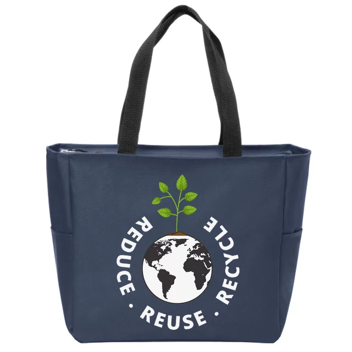 Recycling Earth Day Gift Environment Reduce Reuse Recycle Zip Tote Bag