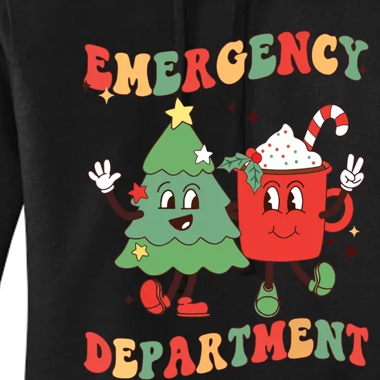 Retro Emergency Department Er Nurse Christmas Emergency Room Women's Pullover Hoodie