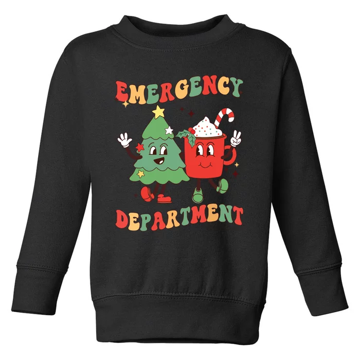 Retro Emergency Department Er Nurse Christmas Emergency Room Toddler Sweatshirt