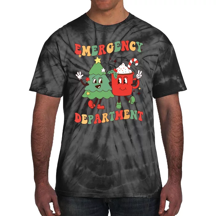 Retro Emergency Department Er Nurse Christmas Emergency Room Tie-Dye T-Shirt