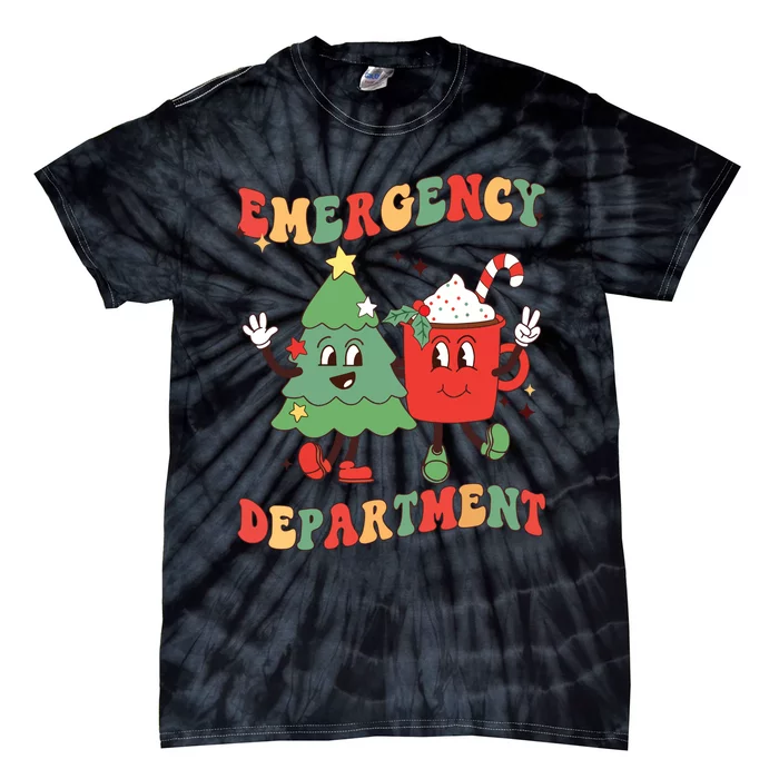 Retro Emergency Department Er Nurse Christmas Emergency Room Tie-Dye T-Shirt