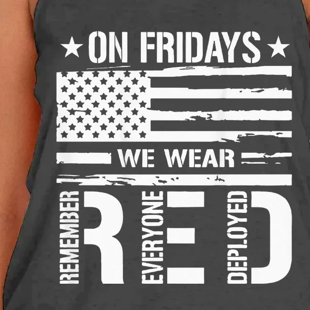 Remember Everyone Deployed On Friday We Wear Red Women's Knotted Racerback Tank