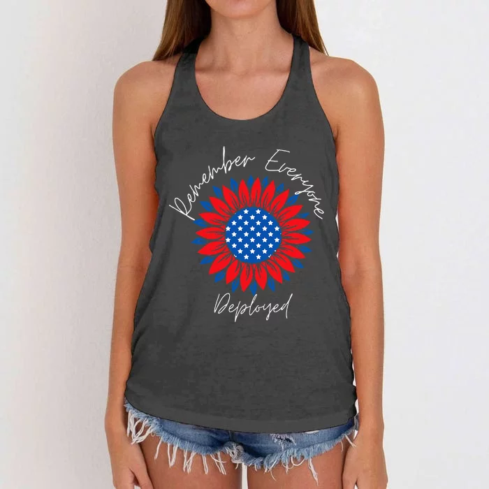 Remember Everyone Deployedwear Red On Friday Military Women's Knotted Racerback Tank