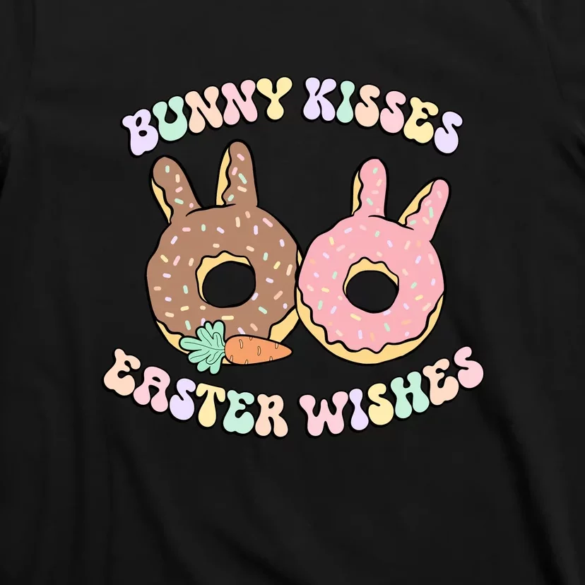 Retro Easter Day Bunny Kisses Easter Wishes Funny Donut T-Shirt