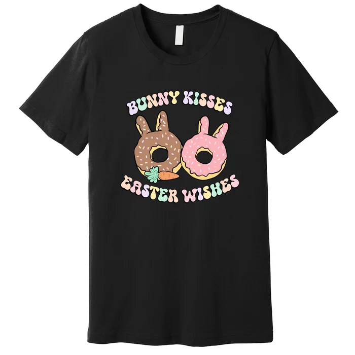 Retro Easter Day Bunny Kisses Easter Wishes Funny Donut Premium T-Shirt