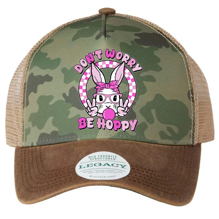 Retro Easter Dont Worry Be Hoppy Easter Bunny Rabbit Legacy Tie Dye Trucker Hat