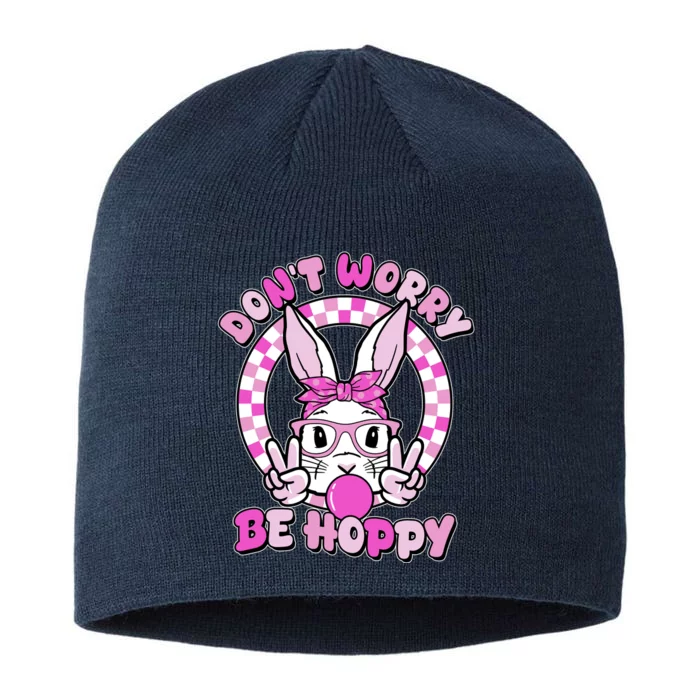 Retro Easter Dont Worry Be Hoppy Easter Bunny Rabbit 8 1/2in Sustainable Knit Beanie