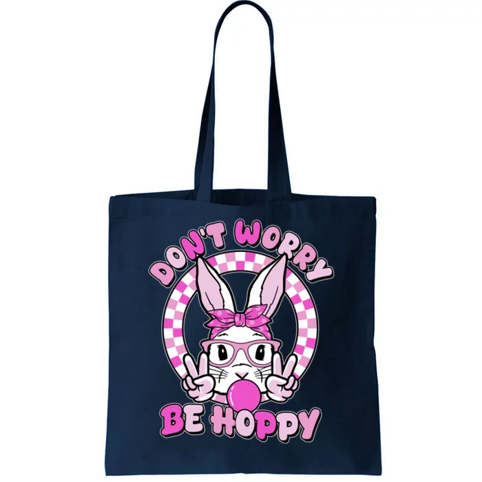 Retro Easter Dont Worry Be Hoppy Easter Bunny Rabbit Tote Bag