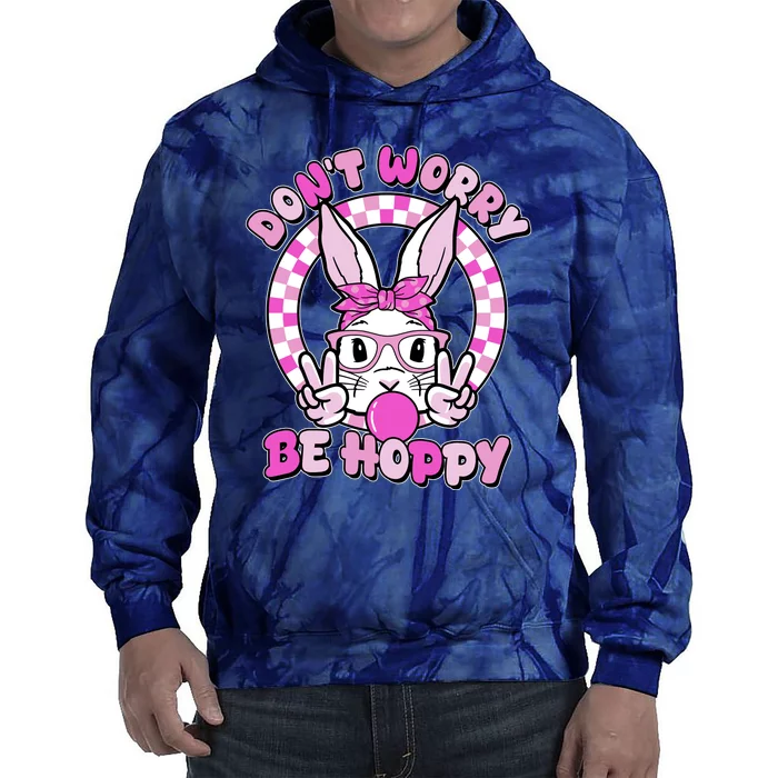 Retro Easter Dont Worry Be Hoppy Easter Bunny Rabbit Tie Dye Hoodie