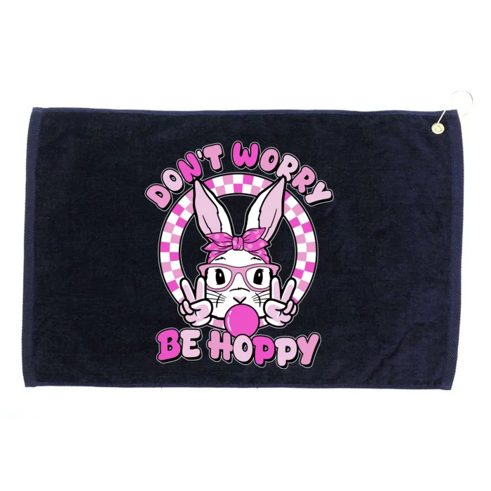 Retro Easter Dont Worry Be Hoppy Easter Bunny Rabbit Grommeted Golf Towel